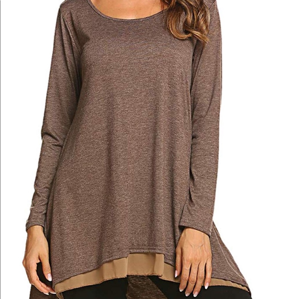 Olive GREEN eloges chiffon underlay tunic medium